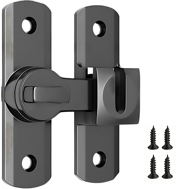 OON 고강도 좌우겸용 걸쇠 문 잠금장치 세트, 블랙, 1세트