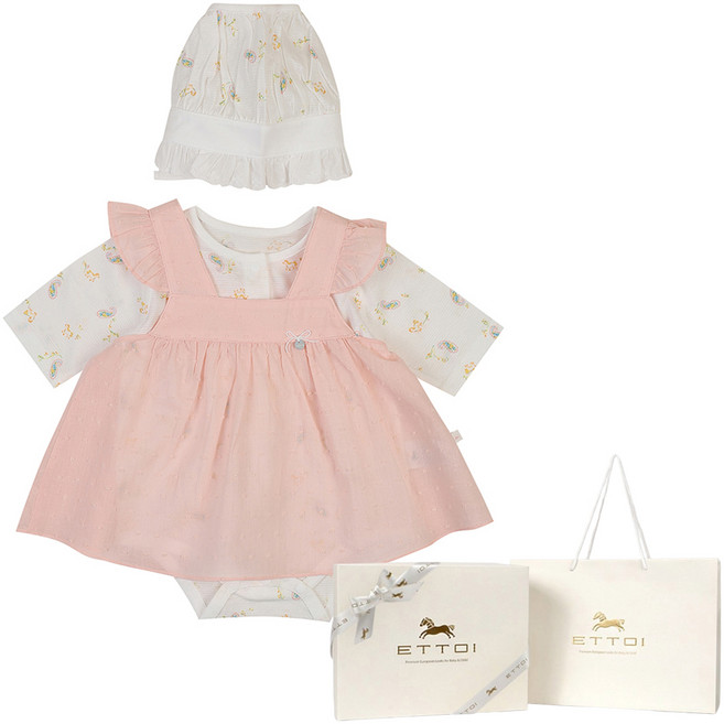 에뜨와 유아용 선물포장 페이 7부 면 바디수트 세트 + 쇼핑백