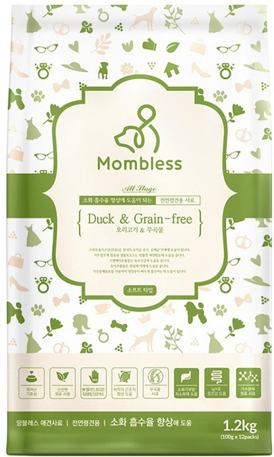 맘블레스 강아지 기능성 사료, 소화기능/췌장개선, 1.2kg, 1개