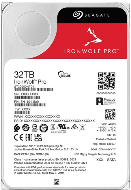 씨게이트 IronWolf PRO NAS용 HDD 하드디스크, 32TB, ST32000NT000