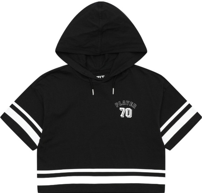 에스핏 오버 크롭 후드 티셔츠