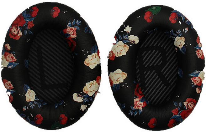 해피로드 BOSE 호환 QC 시리즈 헤드폰 LR 면 패딩 싱글 스폰지 이어패드 커버 FREE 양쪽착용 세트, 인쇄 색상 + 검정색, 1세트