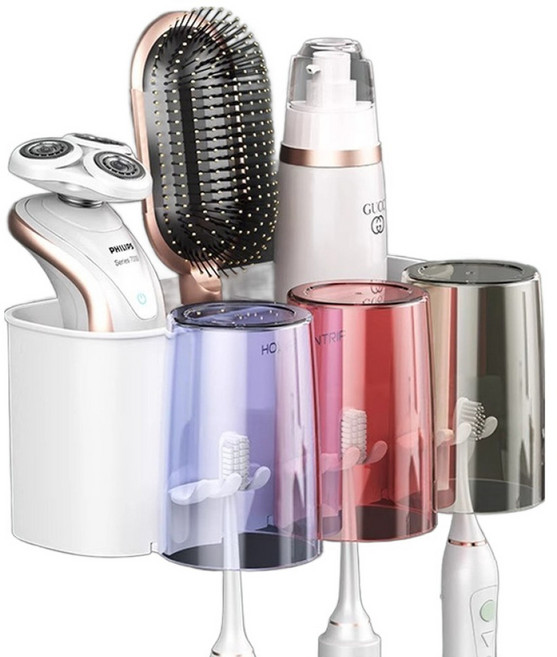 KOVIRA 간편설치 3인 칫솔걸이 21.5 x 9.5 cm, 혼합색상, 1개