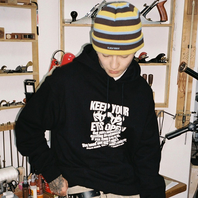 카비시 남성용 슬로건 면 후디