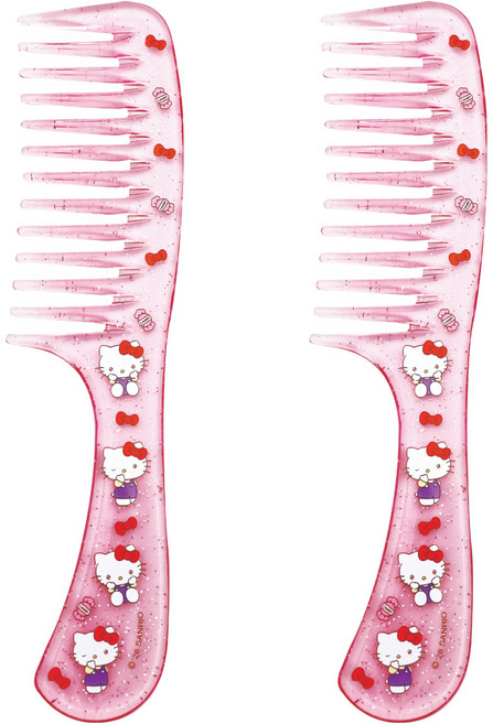 뷰티홈 산리오 클리어 심플빗 대, 헬로키티 핑크투명 펄, 2개