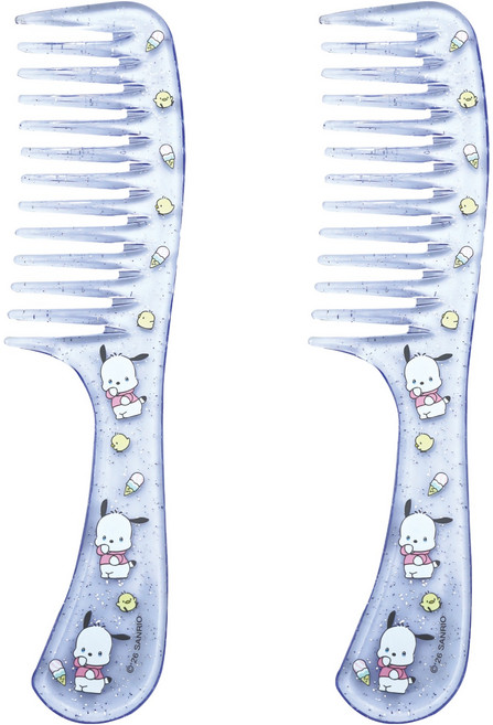 뷰티홈 산리오 클리어 심플빗 대, 포차코 블루투명 펄, 2개