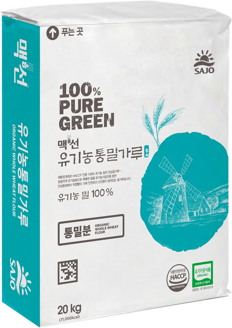 MCSUN 유기농 통밀가루, 1개, 20kg