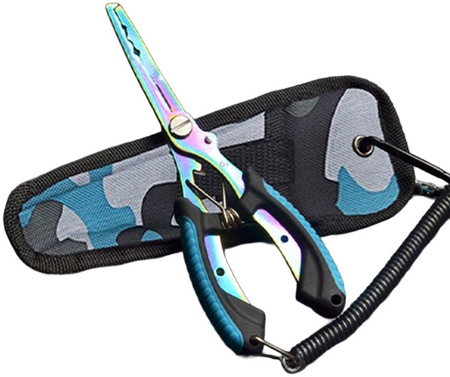 디펜즈만 다기능 바늘 결속기 티타늄 멀티 낚시 플라이어, 블루, 1개