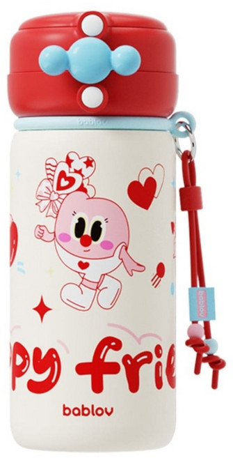 bablov 花伴森 316小精靈兒童保溫瓶, 愛心邱比特, 1個, 500ml