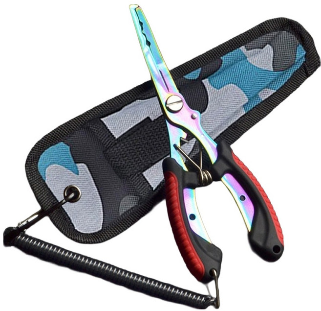 디펜즈만 다기능 바늘 결속기 티타늄 멀티 낚시 플라이어, 레드, 1개