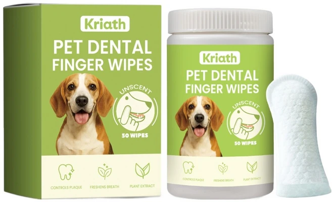 레드퍼피 반려동물 치아세척 손가락물티슈, 1개, 50개입 - 쿠팡