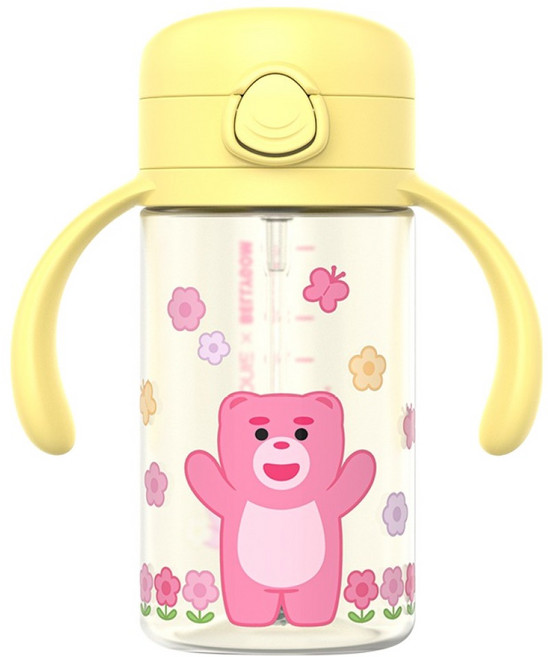 주니 벨리곰 원터치 빨대컵, 옐로우, 1개, 260ml