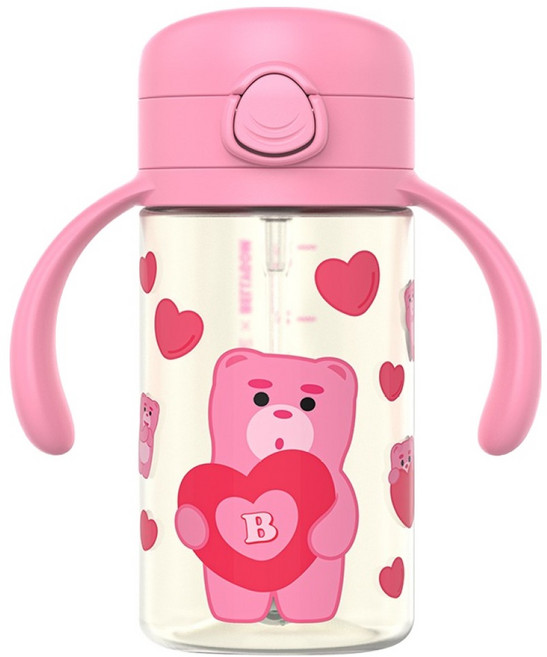 주니 벨리곰 원터치 빨대컵, 핑크, 1개, 260ml