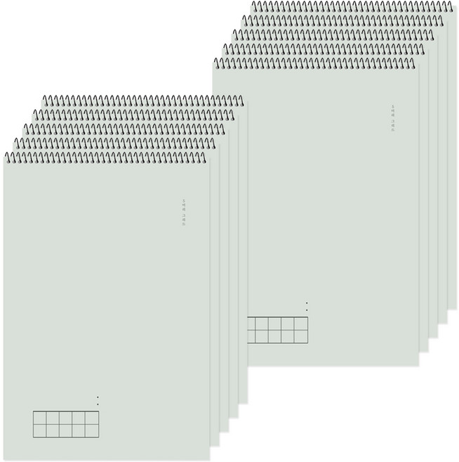 포포팬시 모노심플 1000 5mm 그리드 상철 세로 스프링 노트, 10개, 그린