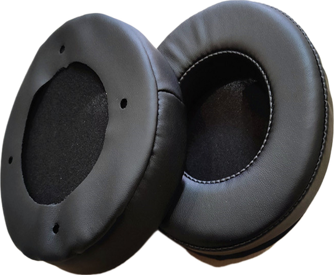 해피로드 원형 헤드폰 이어패드 커버 가죽 교체용 스펀지 좌우 세트 10.5cm, 블랙(조인트가죽,4홀), 1세트