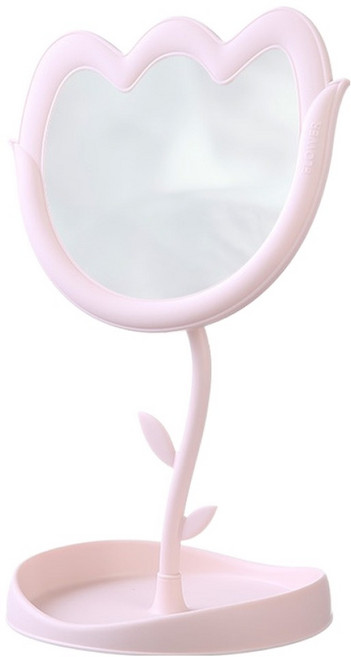 굄스 튤립 각도조절 탁상 거울 18.4 x 16.4 x 30 cm, 핑크