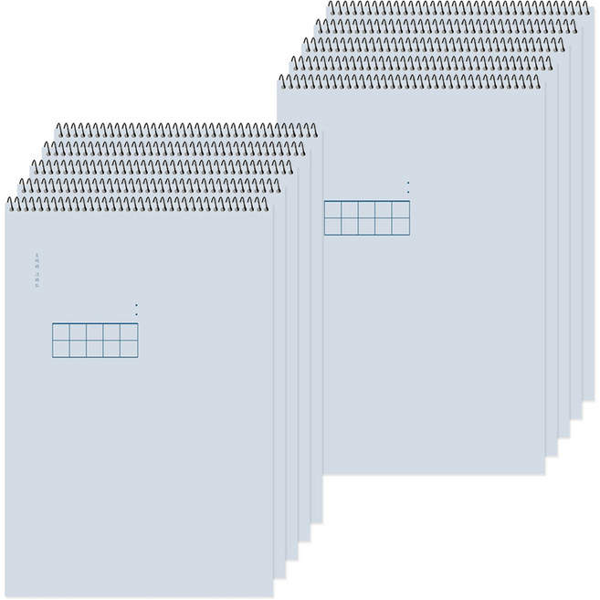 포포팬시 모노심플 1000 5mm 그리드 상철 세로 스프링 노트, 10개, 블루