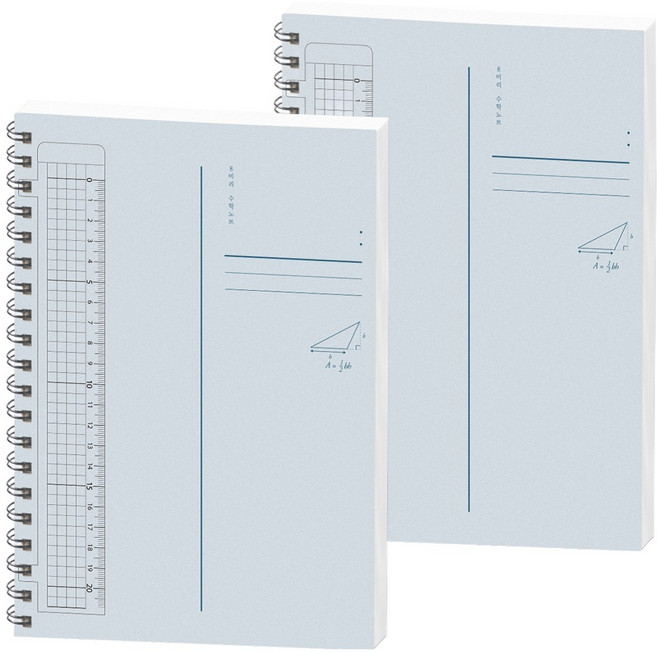 포포팬시 5000 모노심플 PP 커버 2분할 수학 노트, 블루, 2개