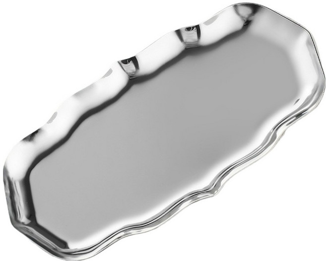 하미룸 메탈 스텐 쟁반 물결형 수납 트레이, 실버, 1개