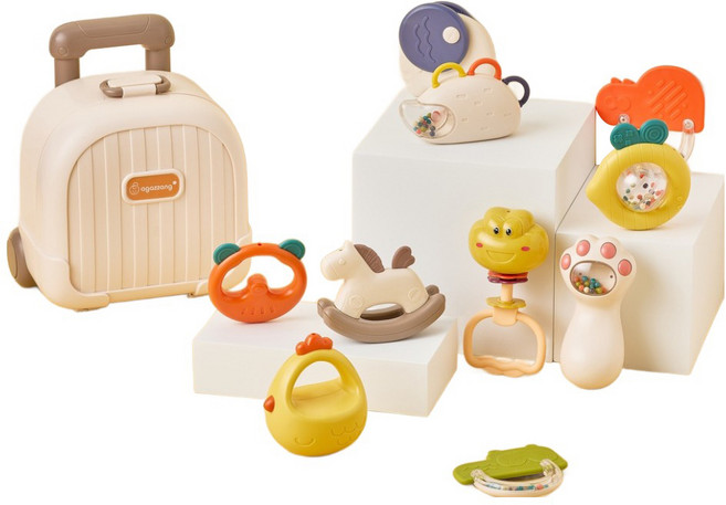 아가짱 캐리어 딸랑이 치발기 10종 + 전용 캐리어 세트, 혼합색상, 1세트, 11종