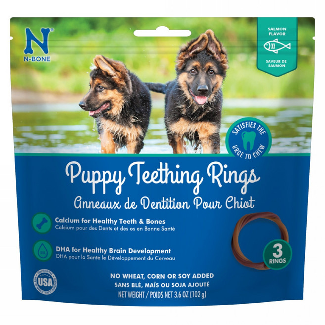 Puppy Teething Rings 幼犬耐咀嚼潔牙圈, 102g, 1包, 鮭魚風味