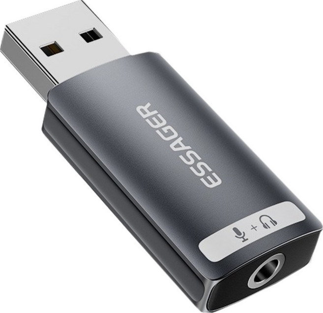 에세이저 싱글포트 USB A TO 외장형 사운드카드 3.5mm, 1개, ES-OTG21