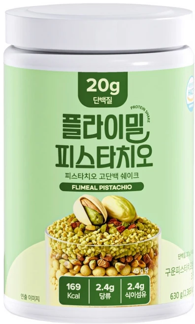 플라이밀 피스타치오 고단백 쉐이크, 630g, 1개 - 쿠팡