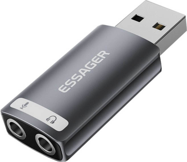 에세이저 듀얼포트 USB A TO 외장형 사운드카드 3.5mm, 1개, ES-OTG21