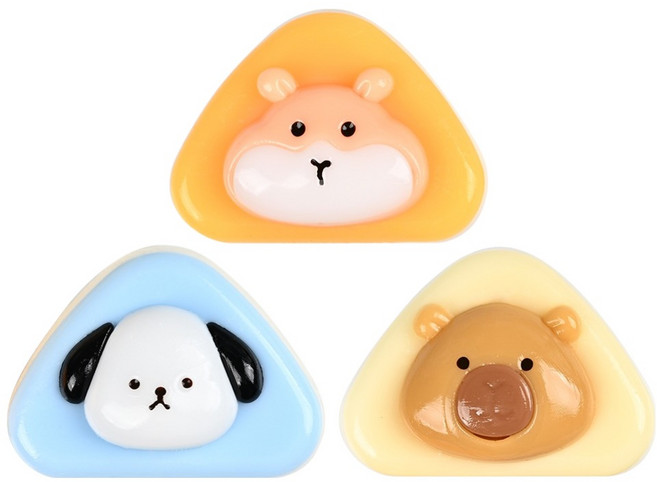 포포팬시 쫀득한 동물친구들 몽글 샌드 말랑이 70g x 3종 세트, 옐로우, 아이보리, 스카이, 1세트