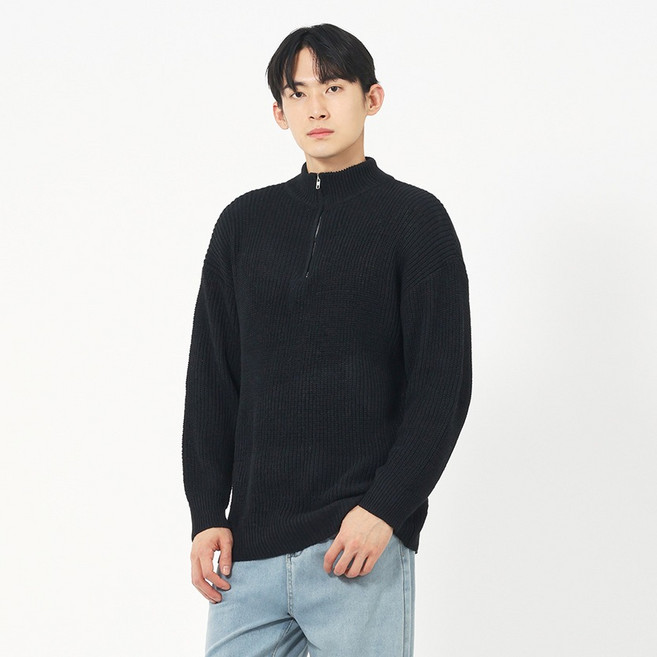 엘쏘 남성용 하프 집업 니트 긴팔 스웨터