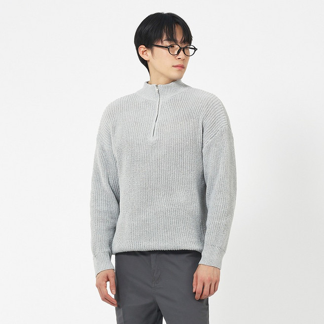 엘쏘 남성용 하프 집업 니트 긴팔 스웨터
