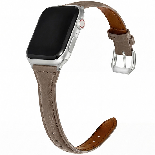 Watch Standard 立體纖薄皮革錶帶 42 / 44 / 45 / 46 / 49 mm, 大象灰, 1個