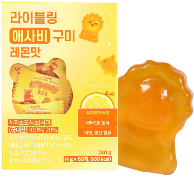 라이블링 애사비 구미 레몬맛 60개입, 240g, 1개