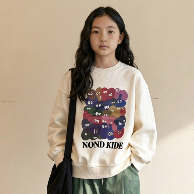 리틀크루주니어 컬러풀 스마일 아트 맨투맨