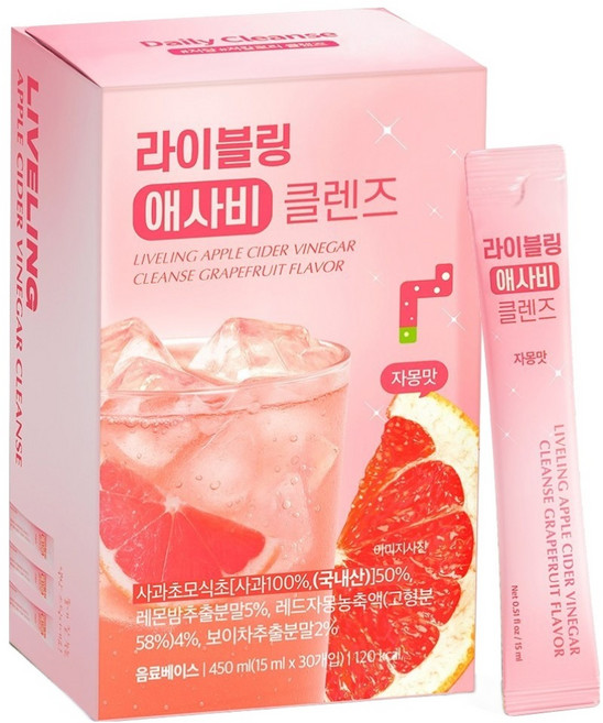 라이블링 애사비 클렌즈 자몽맛 30개입, 450ml, 1개