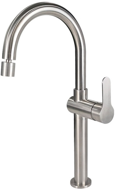 BK 탑볼 파우더 거위목 무광 스텐304 원홀 세면 수전 아쿠아380, 실버, 1개