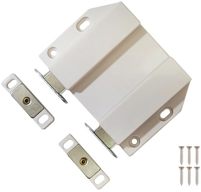 철물대장 자석 빠찌링 원터치 사각 도어캐치 양개문용 화이트, 1개