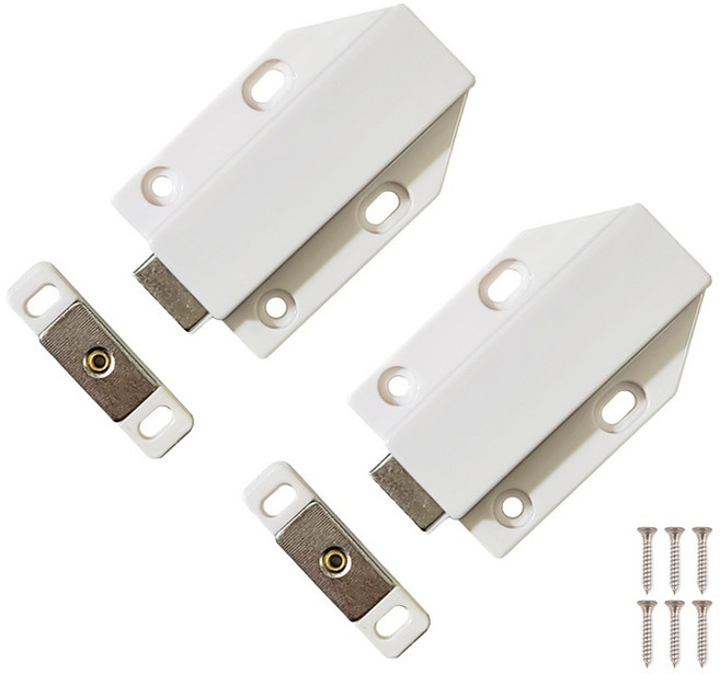 철물대장 자석 빠찌링 원터치 사각 도어캐치 외문용 화이트, 2개