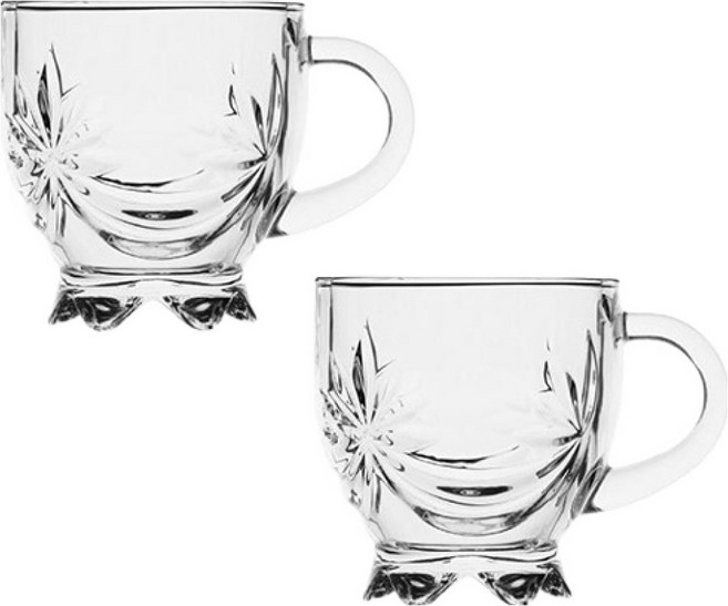 프렌치마르스 해바라기 각인 에스프레소 커피잔 155ml MMM3599, 투명, 2개