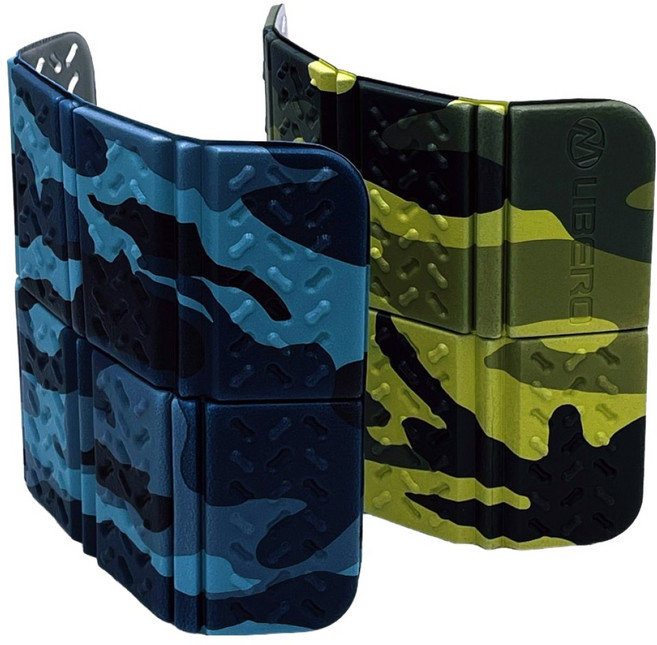 LIBERO 택티컬 카모 컴팩트 매트 초경량 등산 방석 2종 세트, 블루, 그린