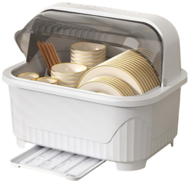 델리리움 뚜껑형 가정용 물빠짐 식기 건조대 대형 43 x 31 x 33.5 cm, 그레이, 1개