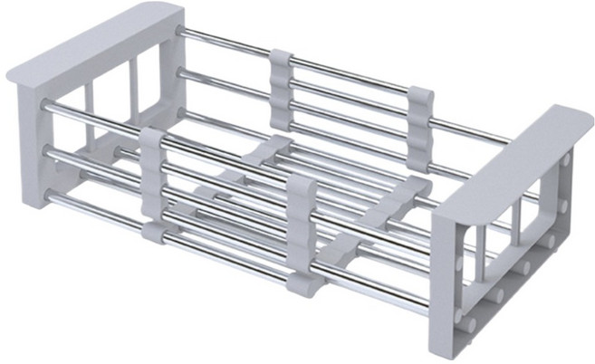 델리리움 스테인리스 길이조절 물빠짐 식기 건조대 소형 29~47 x 17 x 9.2 cm, 그레이, 1개