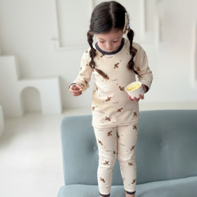 하라로이 긴팔 실내복 상하의 세트 슈가크림 퍼피