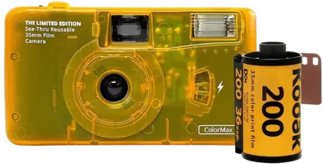 KODAK 柯達 果凍相機 禮品套裝組 黃色 ColorMax 附KODAK GOLD 200 膠捲底片, 1套