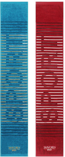 샤보렌 멀티 스포츠 타올 2종 세트 20 x 110 cm, 빨강, 파랑, 1세트