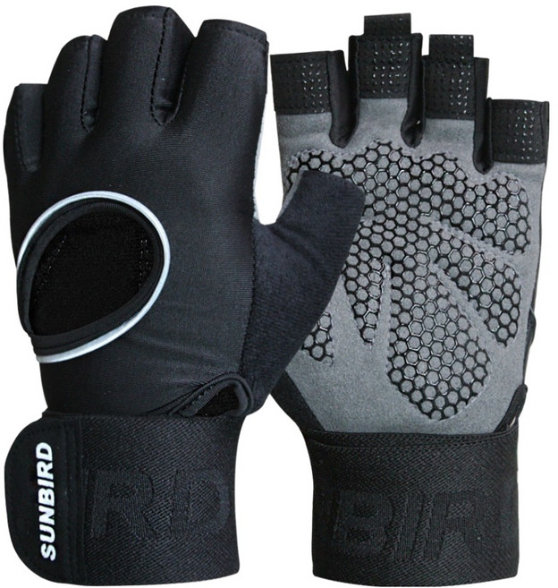 썬버드 스포츠 오픈형 헬스장갑 양손착용 세트 SB886, 블랙, 1세트