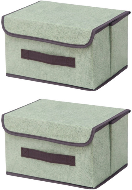포포트레인 데스크탑 접이식 의류 수납 정리함, 그린, 2개