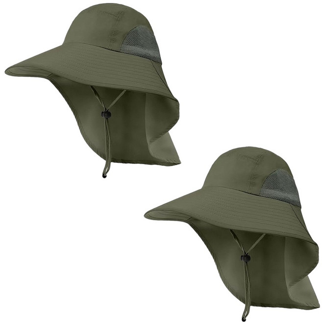 바코젤 햇빛가리개 트레킹 낚시 등산모자 2p, 다크 그린