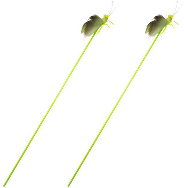 둥둥펫 고양이 점핑 메뚜기 낚시대 장난감, 혼합색상, 2개