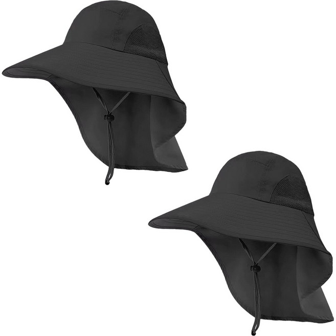 바코젤 햇빛가리개 트레킹 낚시 등산모자 2p, 블랙